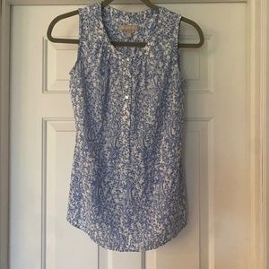 Banana Republic XS Light Blue Printed Sleeveless Blouse